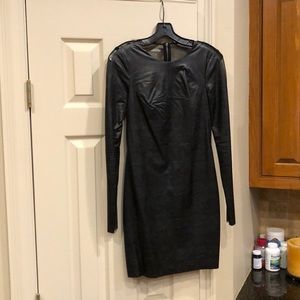 Black Faux Leather Dress with Shear Back